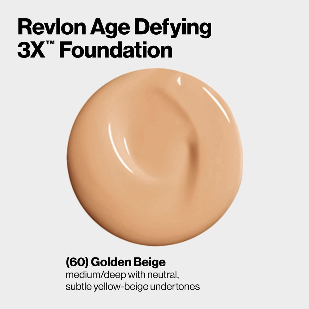 Application sur peau Revlon Age Defying 3X – texture légère s'estompant facilement pour un teint homogène.