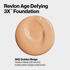 Application sur peau Revlon Age Defying 3X – texture légère s'estompant facilement pour un teint homogène.
