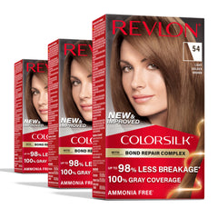 Revlon ColorSilk Bond Repair Complex — boîte prête à l’emploi, couleur sans ammoniac et soin potentiel.