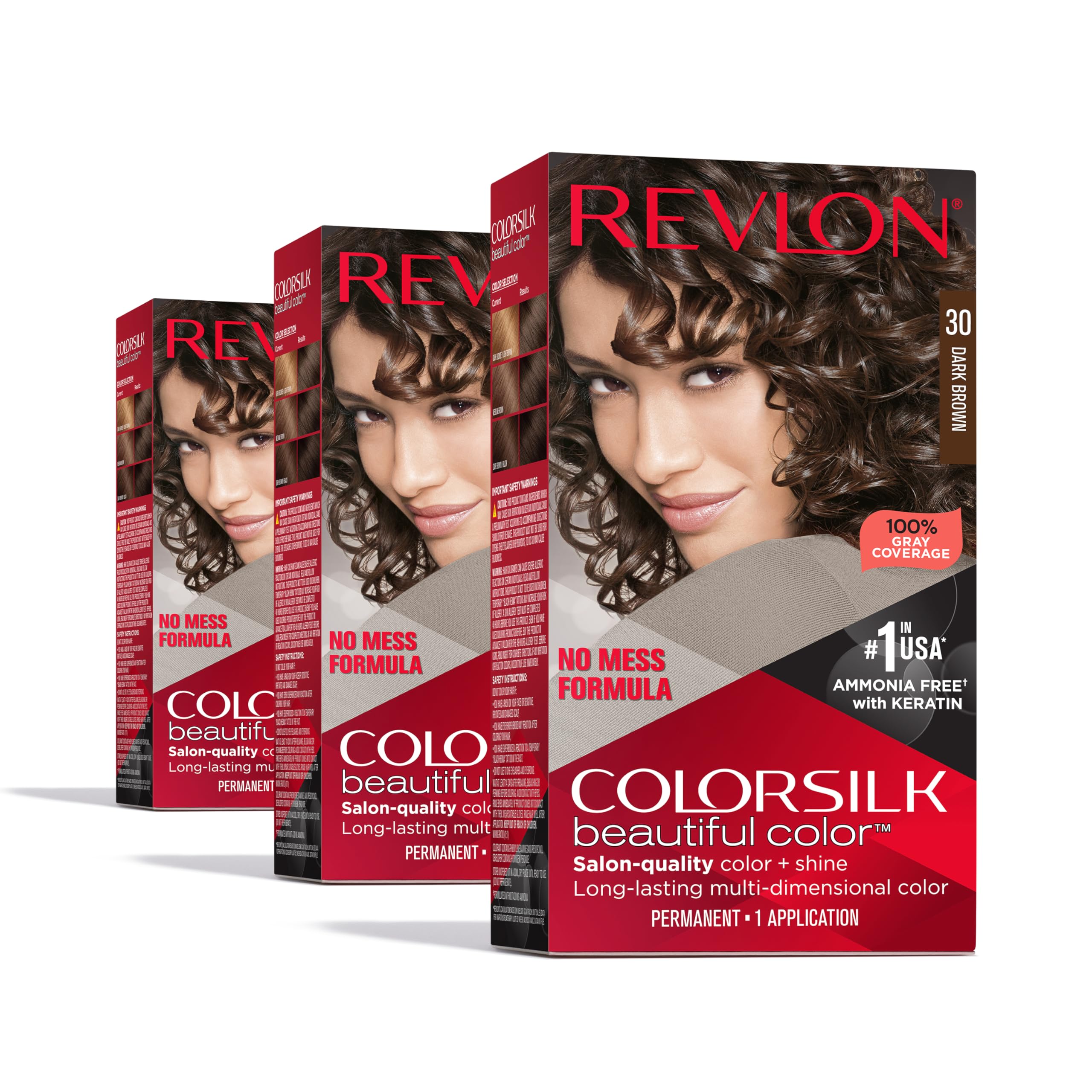 REVLON Colorsilk Brun Foncé 30 – couverture gris et brillance naturelle