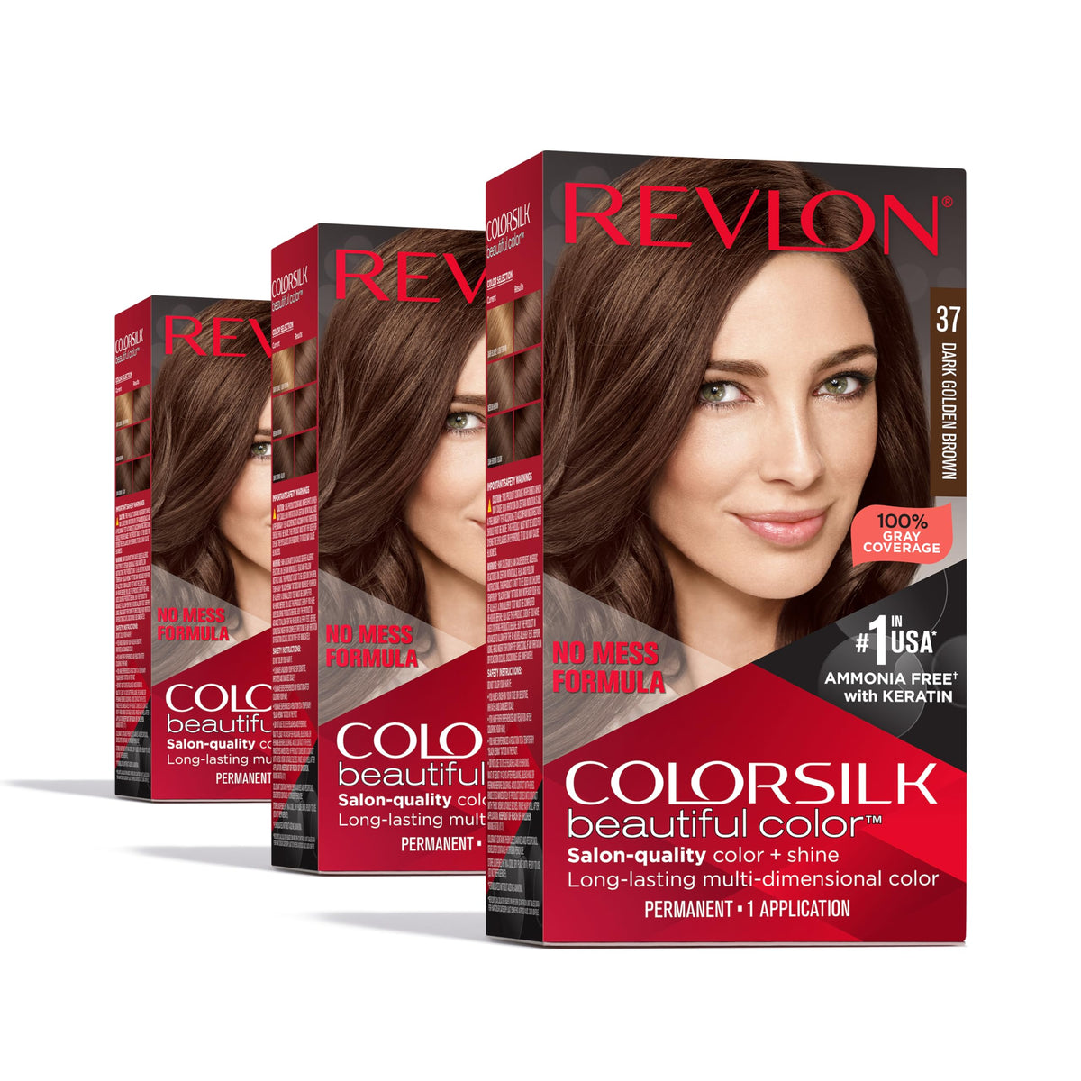Revlon Colorsilk 37-dark-golden-brown, couleur permanente naturelle et facile à appliquer chez soi