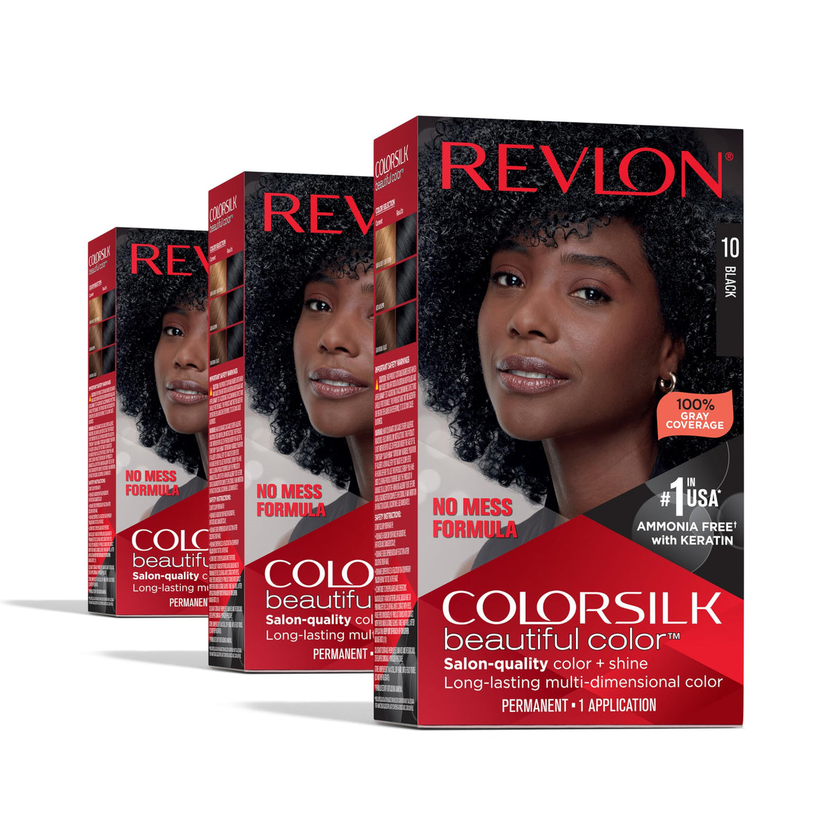 Revlon Colorsilk Coloration cheveux — bouteille et application sans ammoniac, couverture 100% des cheveux gris