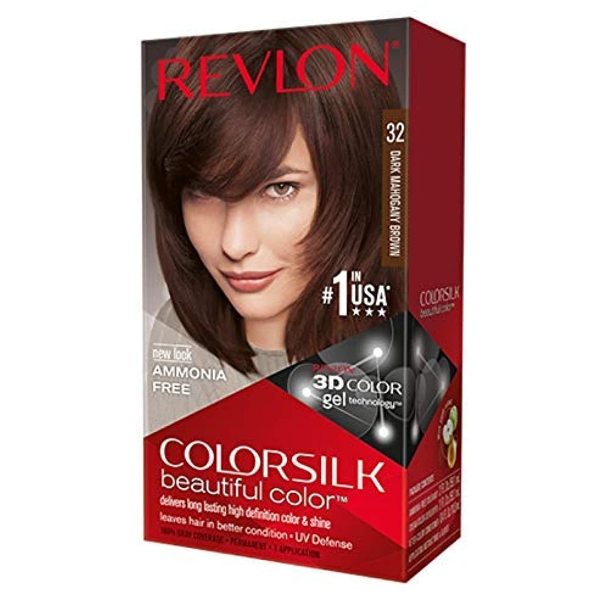 Revlon ColorSilk Marron Acajou Foncé, couverture gris et brillance durable