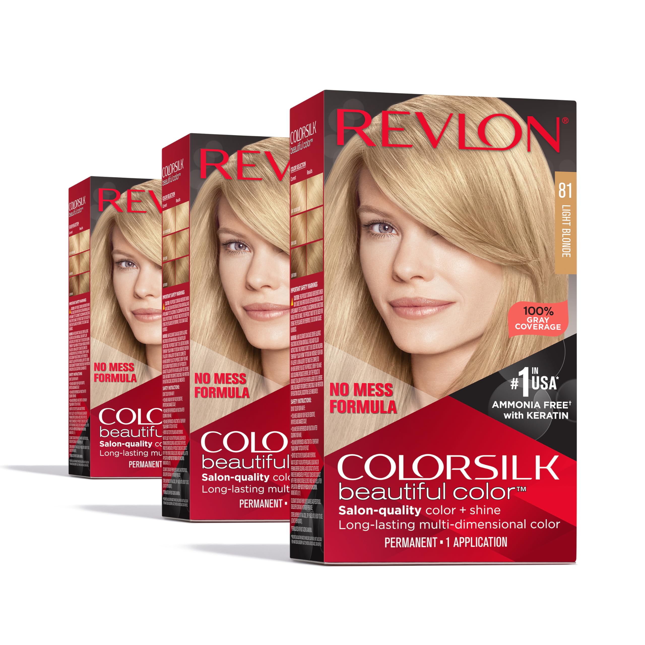 Revlon Colorsilk 81 Blond Clair, couleur éclatante et durable pour cheveux colorés
