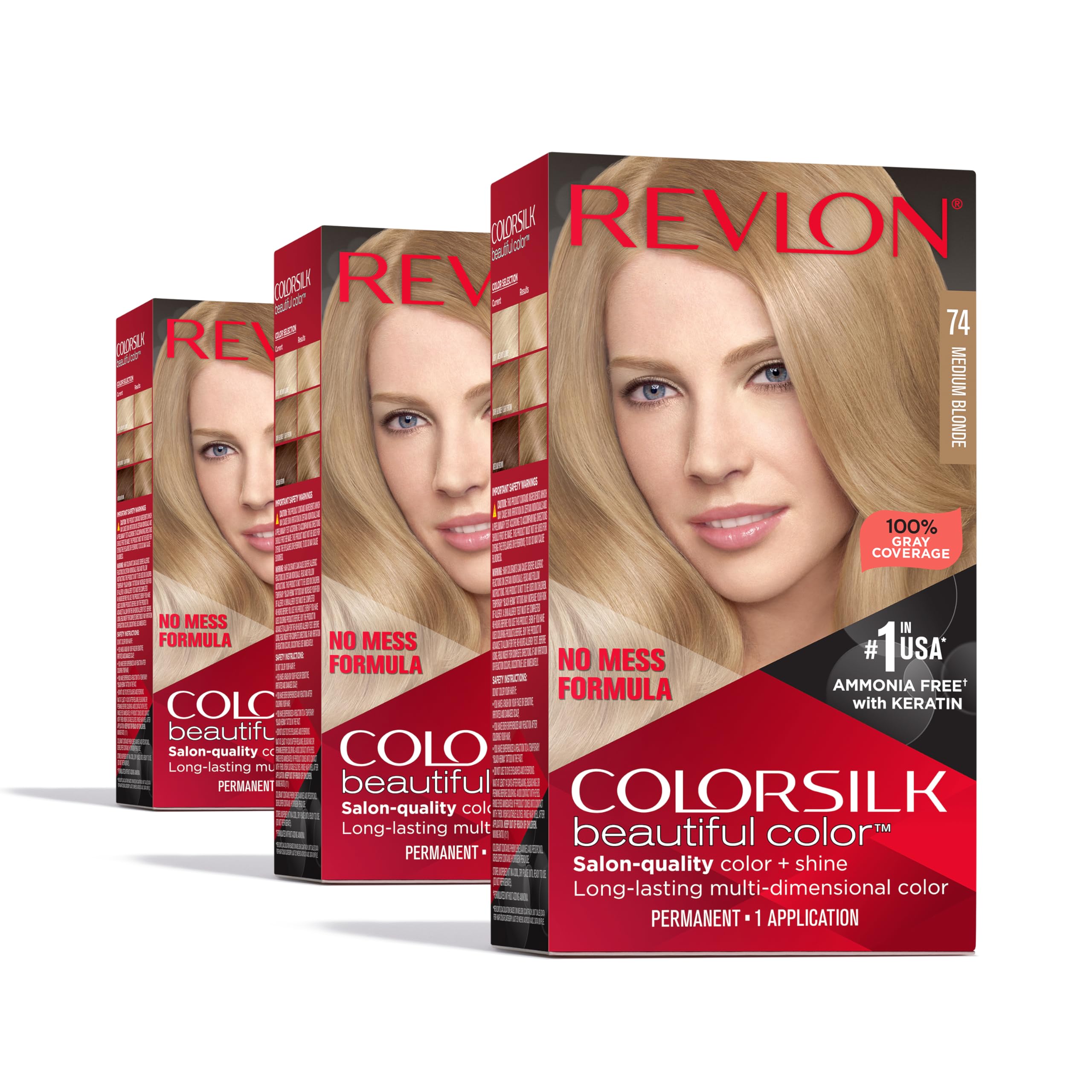 REVLON ColorSilk Blond 74 – couleur blond moyen, couverture naturelle