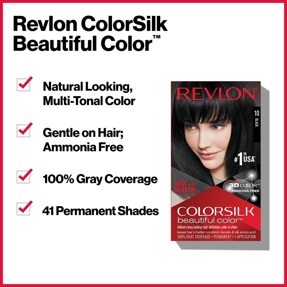 REVLON Colorsilk: formule kératine et acides aminés pour cheveux plus sains.