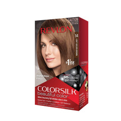Revlon Colorsilk Light Golden Brown : résultat couleur uniforme et éclat durable sur cheveux.
