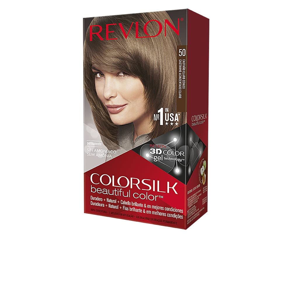 Teinture Revlon ColorSilk Brun Clair Cendré, couleur durable pour cheveux unisexe.