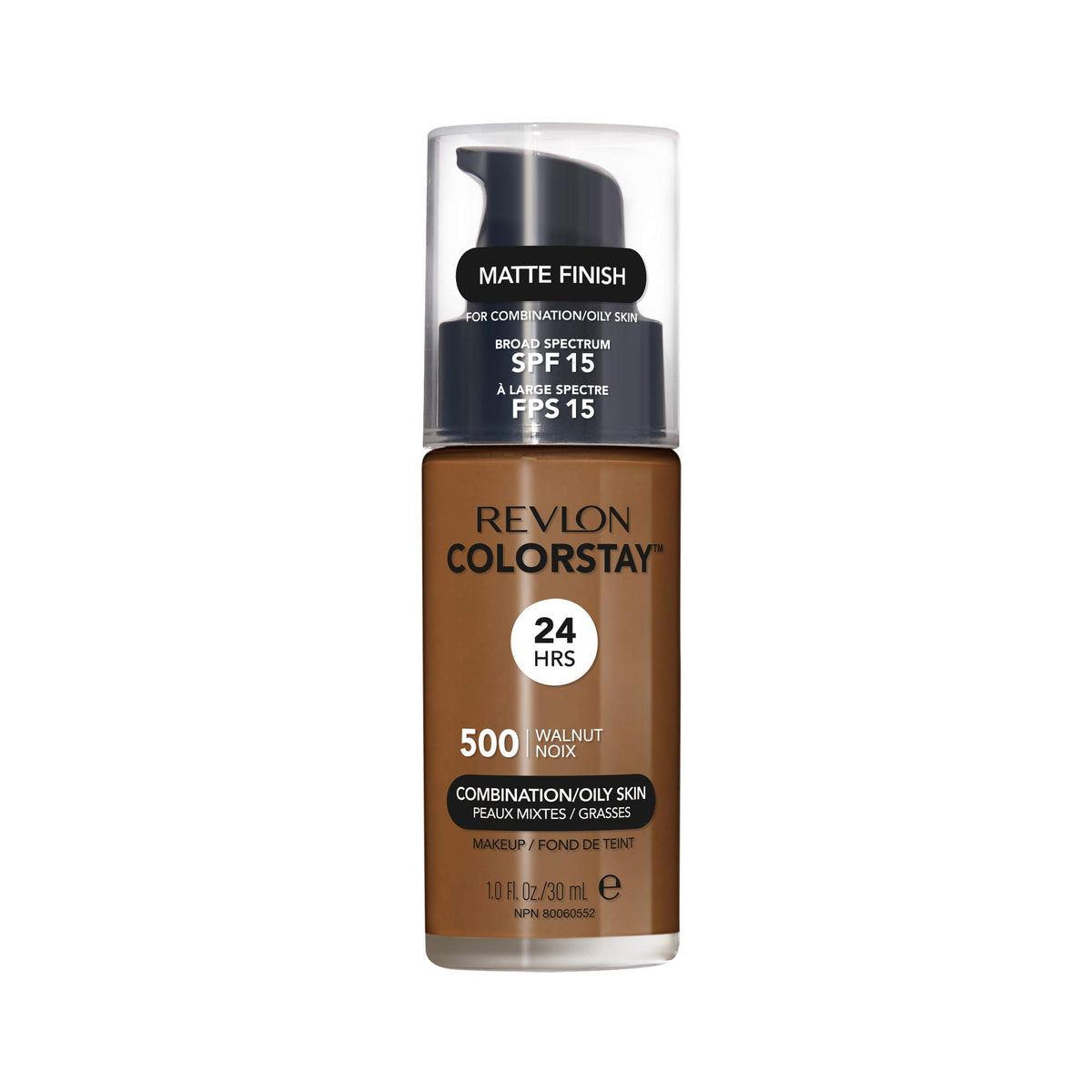 REVLON ColorStay: bouteille fond de teint fini mat Noisette, couvrance naturelle et longue tenue.