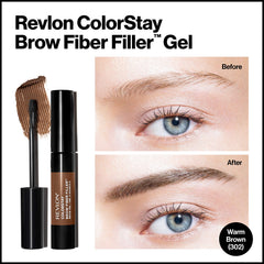 REVLON ColorStay Brow Fiber Filler – teinte 302 Warm Brown pour un rendu naturel.