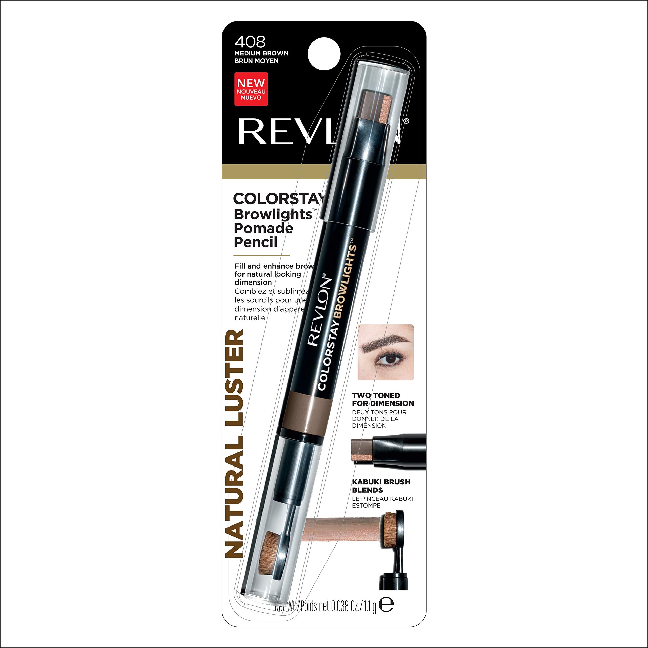 REVLON Browlights – teinte double moyenne brun pour dimension et lumière.