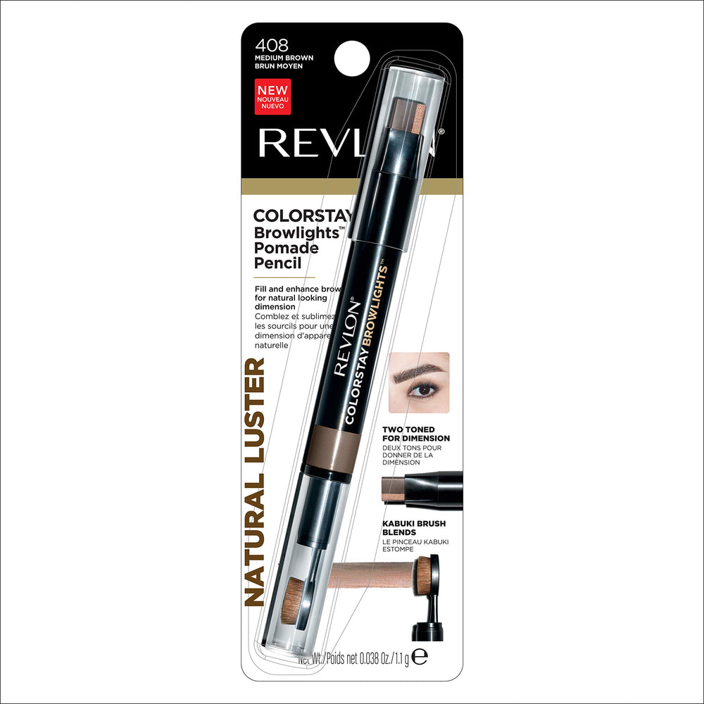 REVLON Browlights – teinte double moyenne brun pour dimension et lumière.