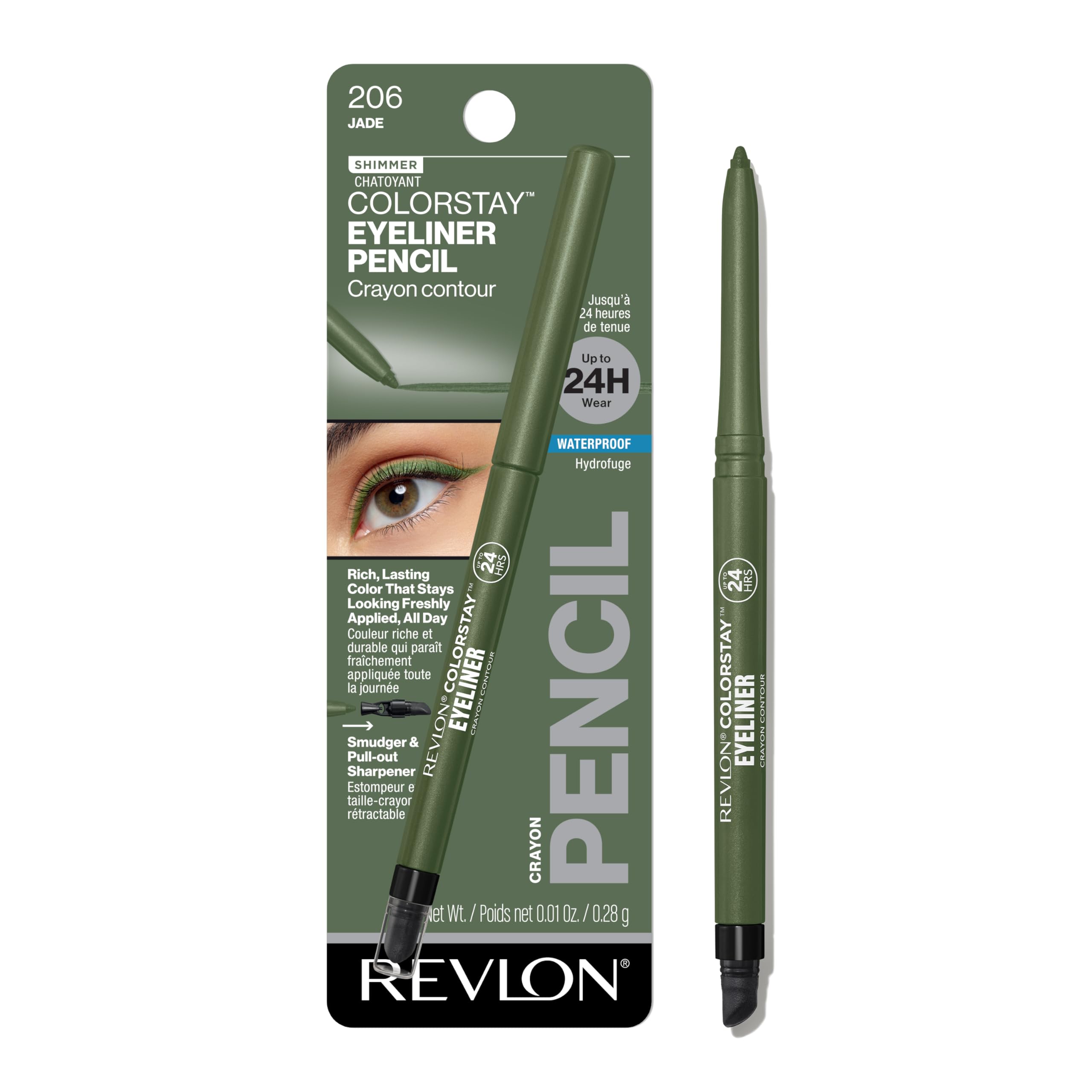 REVLON ColorStay Crayon Contour des Yeux Jade 206 – couleur riche et tenue longue durée résistant à l'eau.