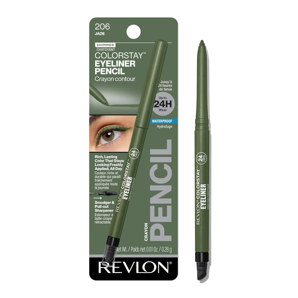 REVLON ColorStay Crayon Contour des Yeux Jade 206 – couleur riche et tenue longue durée résistant à l'eau.