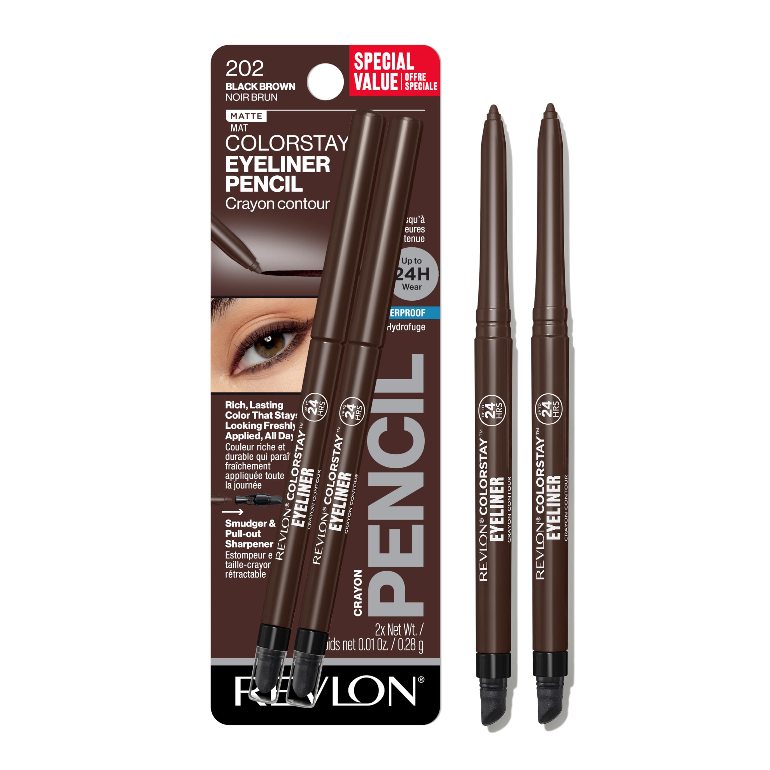 REVLON ColorStay Crayon Yeux Imperméable pour une tenue longue durée et tracé net.