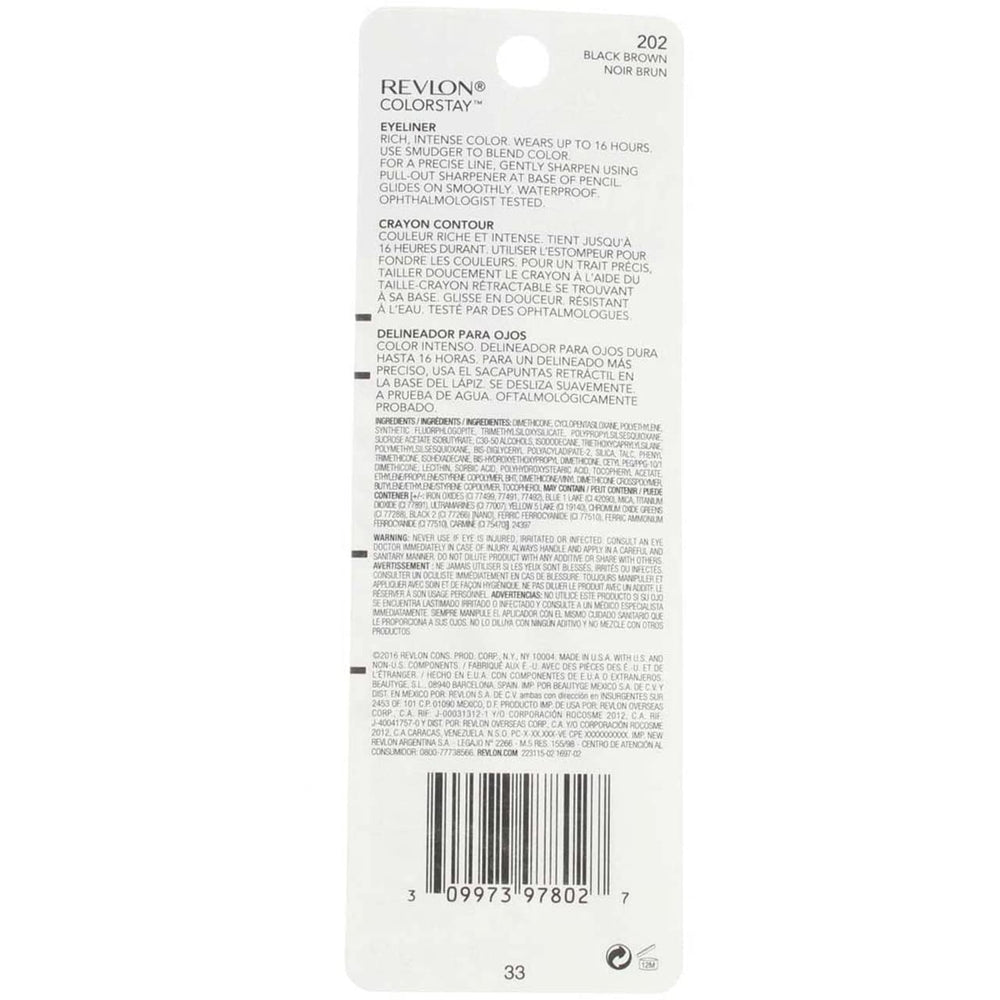 REVLON ColorStay Eyeliner with SoftFlex built-in sharpener for easy touch-ups.