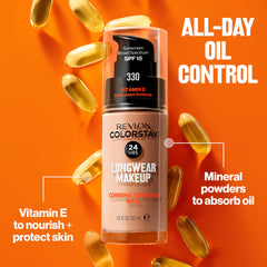Contrôle de l'huile avec Revlon ColorStay pour un teint homogène.