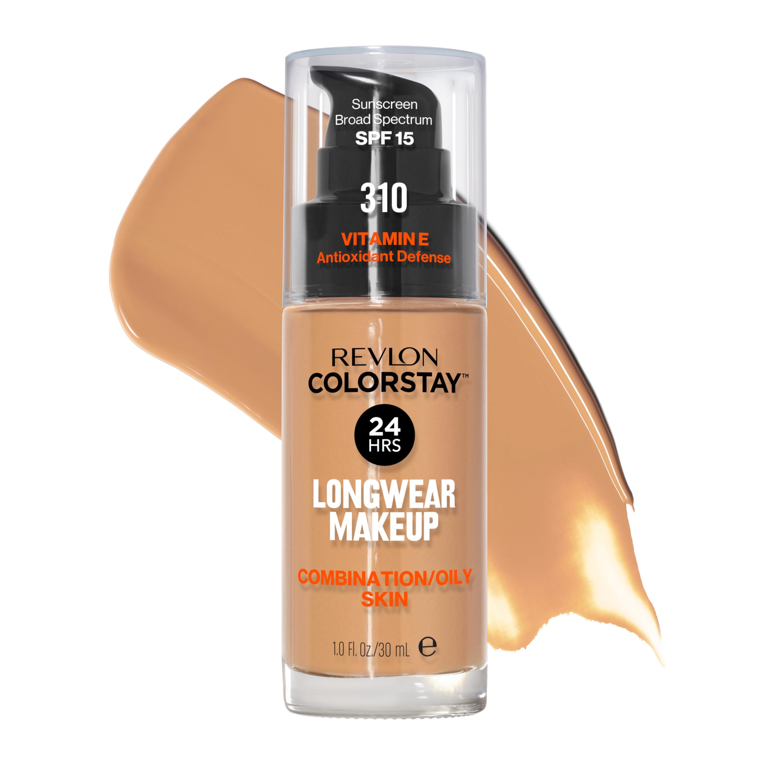 Fond de teint Revlon ColorStay, flacon pompe, tenue longue durée pour peau mixte.