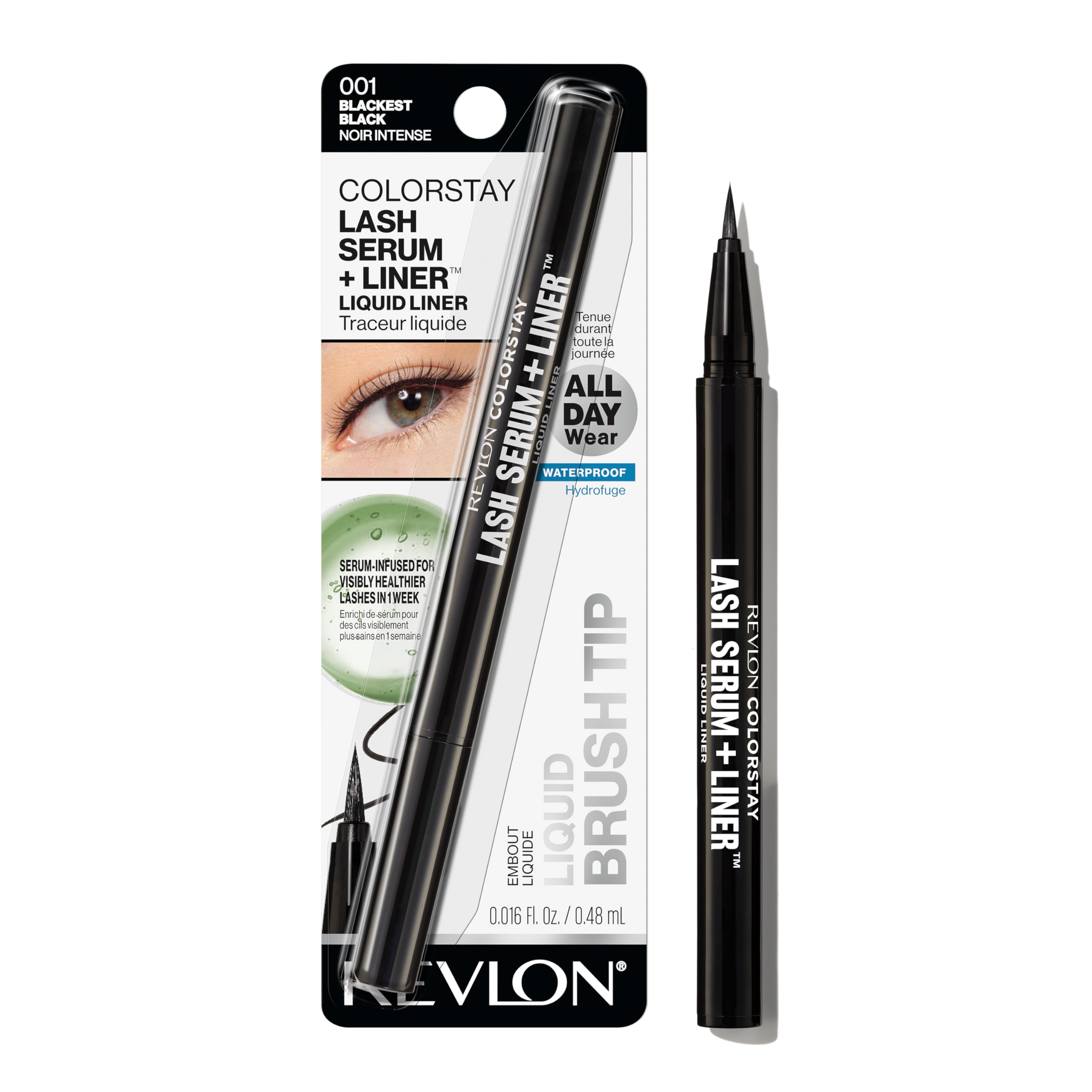 REVLON ColorStay Lash Serum + Liner, brosse flexible facilitant une application précise et douce.