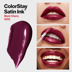 Échantillon de couleur satin sur peau, rouge satin durable par REVLON ColorStay Satin Ink.