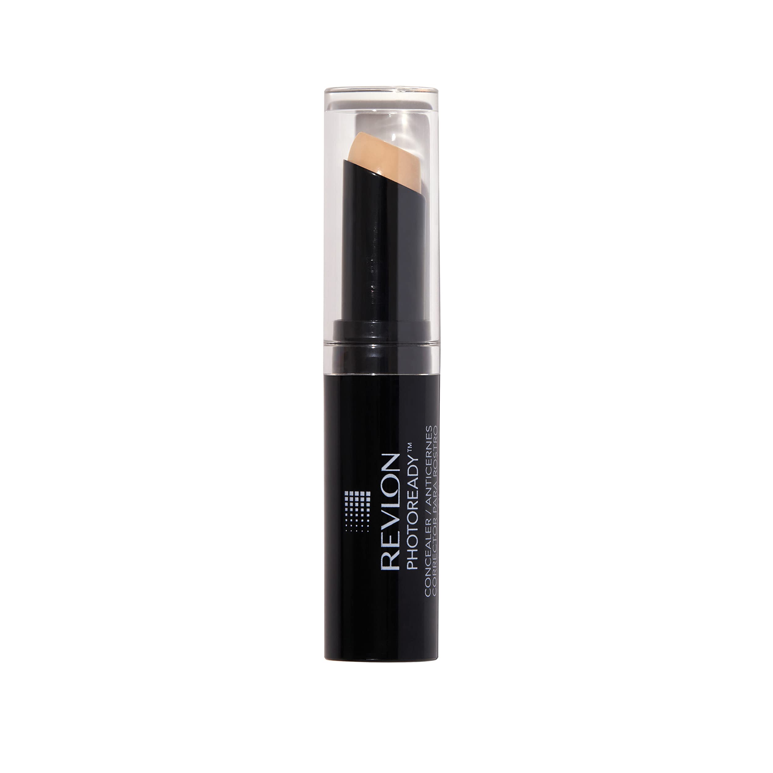 REVLON correcteur-stick visuel sur visage offrant une couvrance homogène et naturelle.