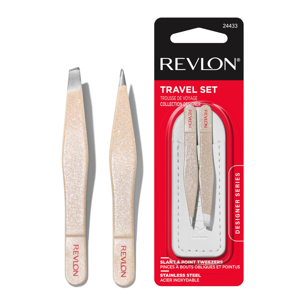 Pince REVLON Designer Series mini à becs inclinés, précision pour les poils fins.