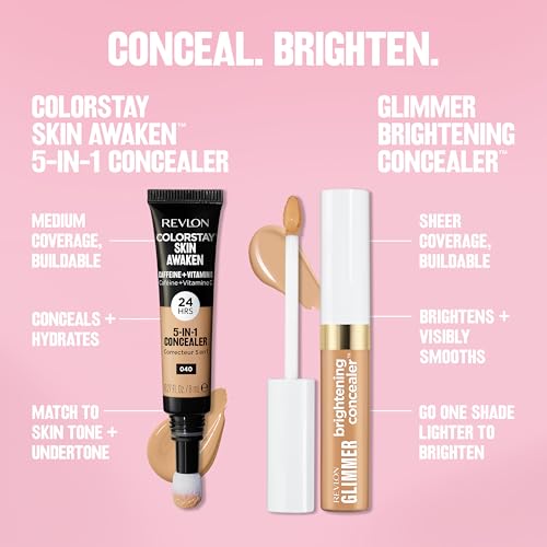 REVLON Glimmer Correcting Concealer, s'associe au correcteur éclaircissant Glimmer pour un rendu uniforme.