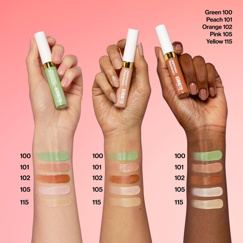REVLON Glimmer Correcting Concealer, teinte jaune, couvre les cernes violacés et zones ternes.