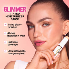 REVLON Glimmer Tinted Moisturizer Stick remains crease-proof for smooth appearance.