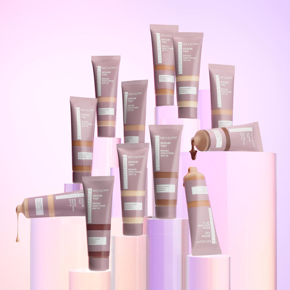 Avant-après Revlon Illuminance montrant l’unification du teint et l’atténuation des taches.