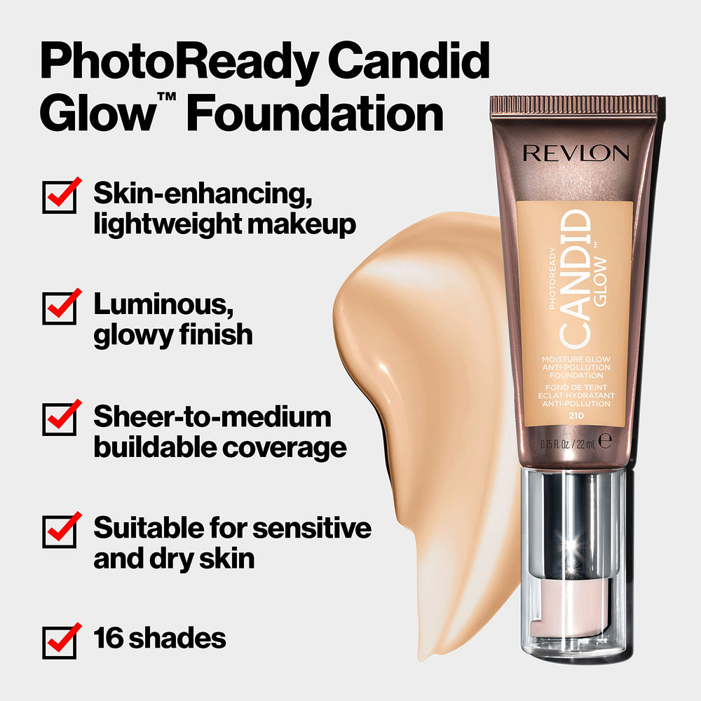 REVLON fond de teint liquide, finition-glow naturelle pour un teint lumineux.