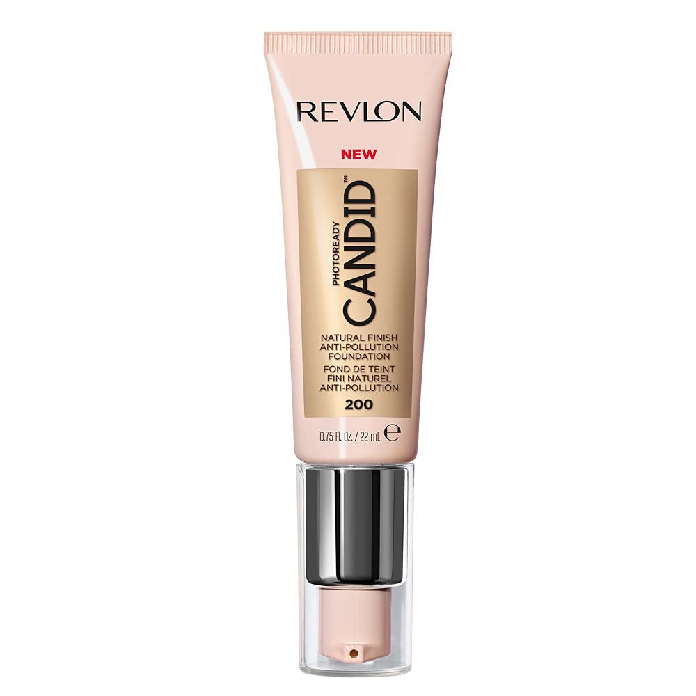 Fond de teint Revlon PhotoReady Candid Nude 200, texture legere et hydratante avec pompe pratique.