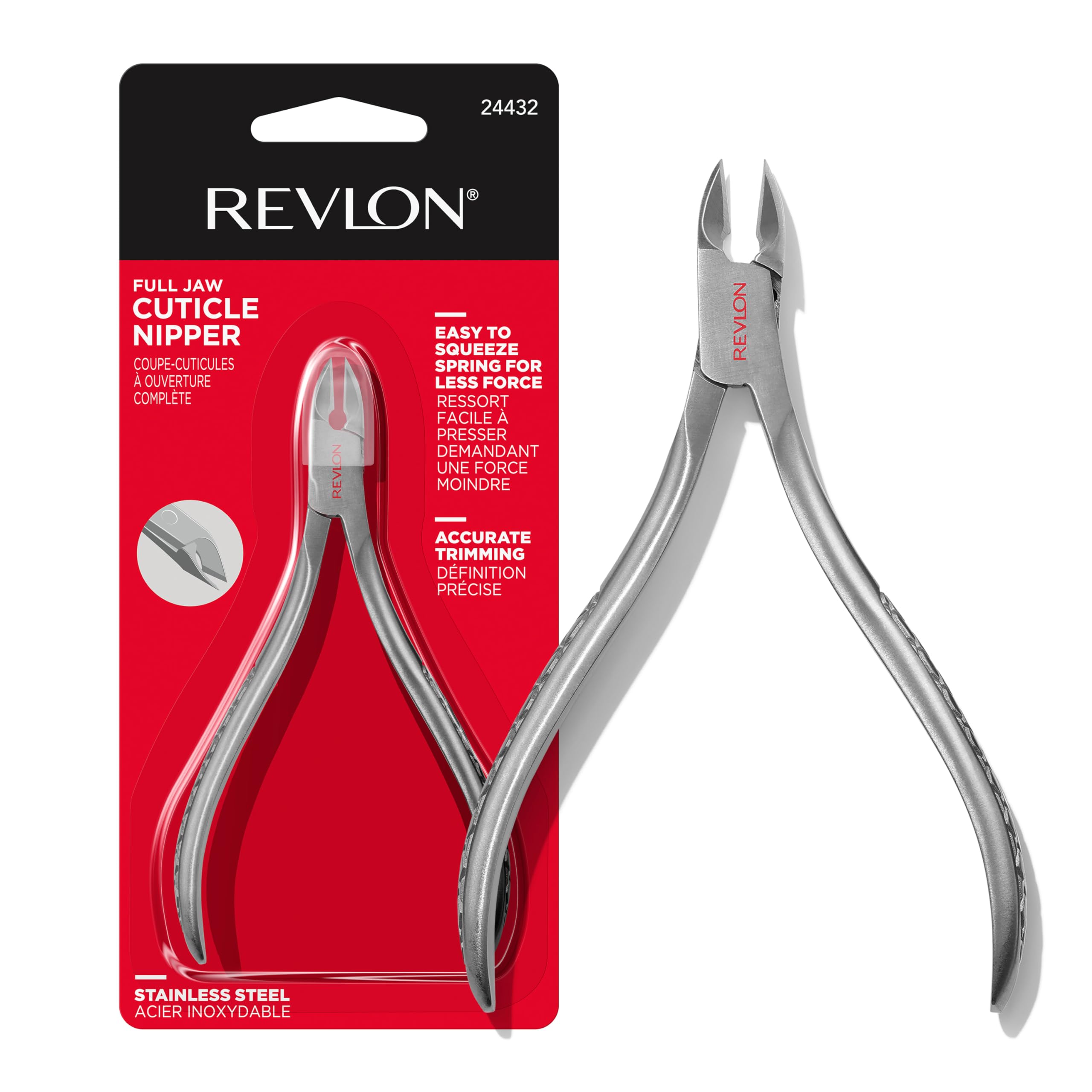 Pince REVLON à cuticule avec lame en acier inoxydable pour coupe précise