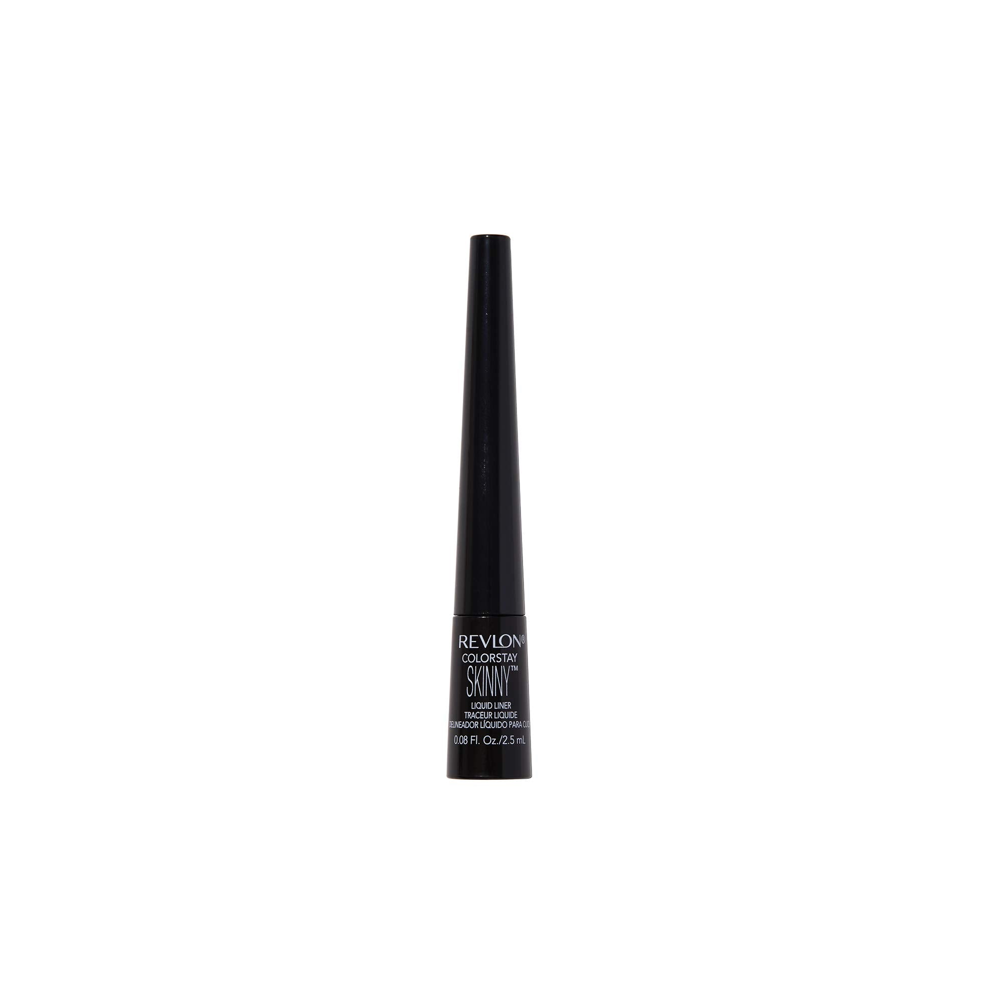 REVLON Skinny Liquid Eyeliner montre la bouteille et le pinceau pour une application précise.