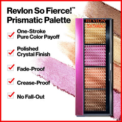 Échantillons nuanciers REVLON So Fierce Prismatic démontrant texture crème et couleur intense.