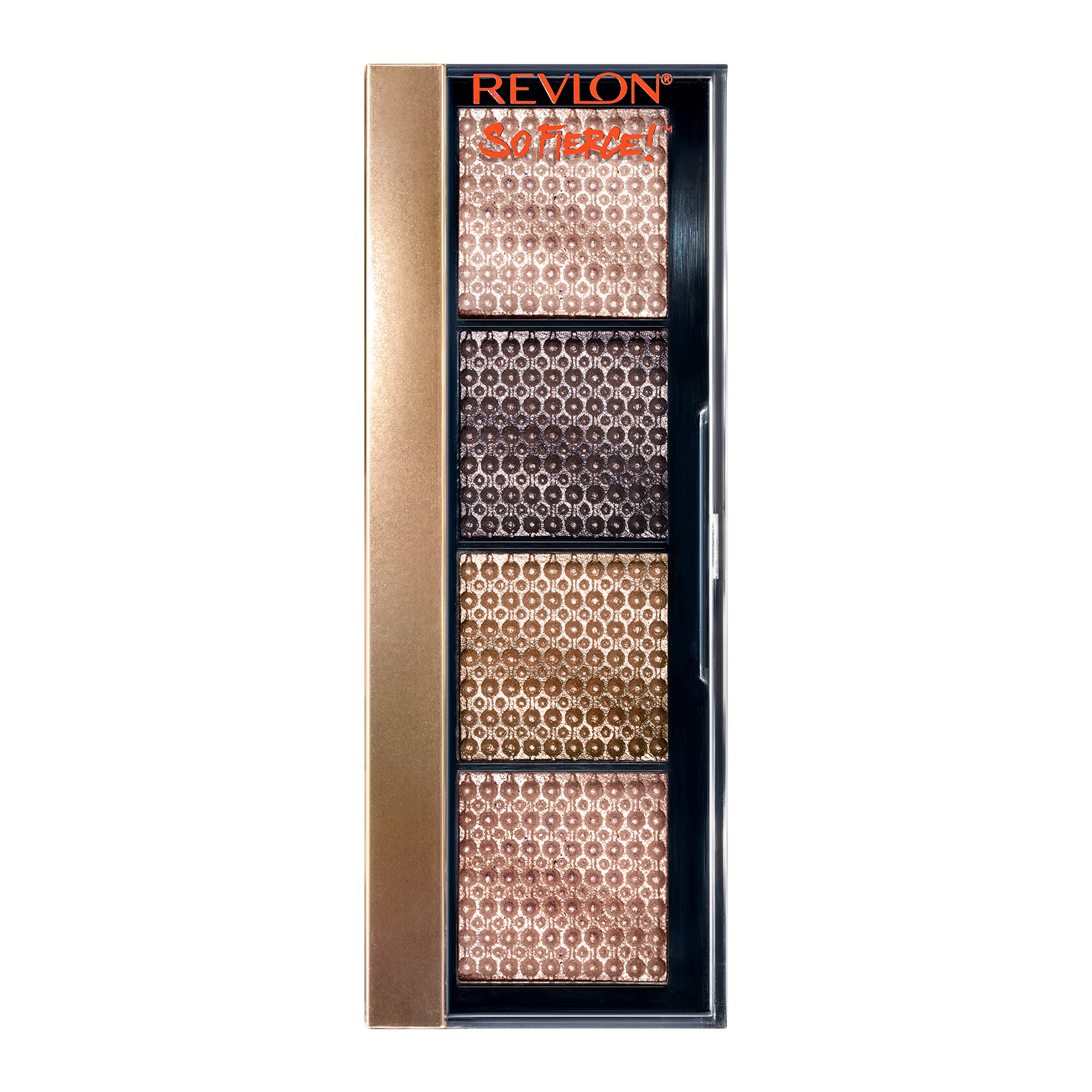 Palette REVLON So Fierce Prismatic ouverte montre des teintes iridescentes riches en pigments.