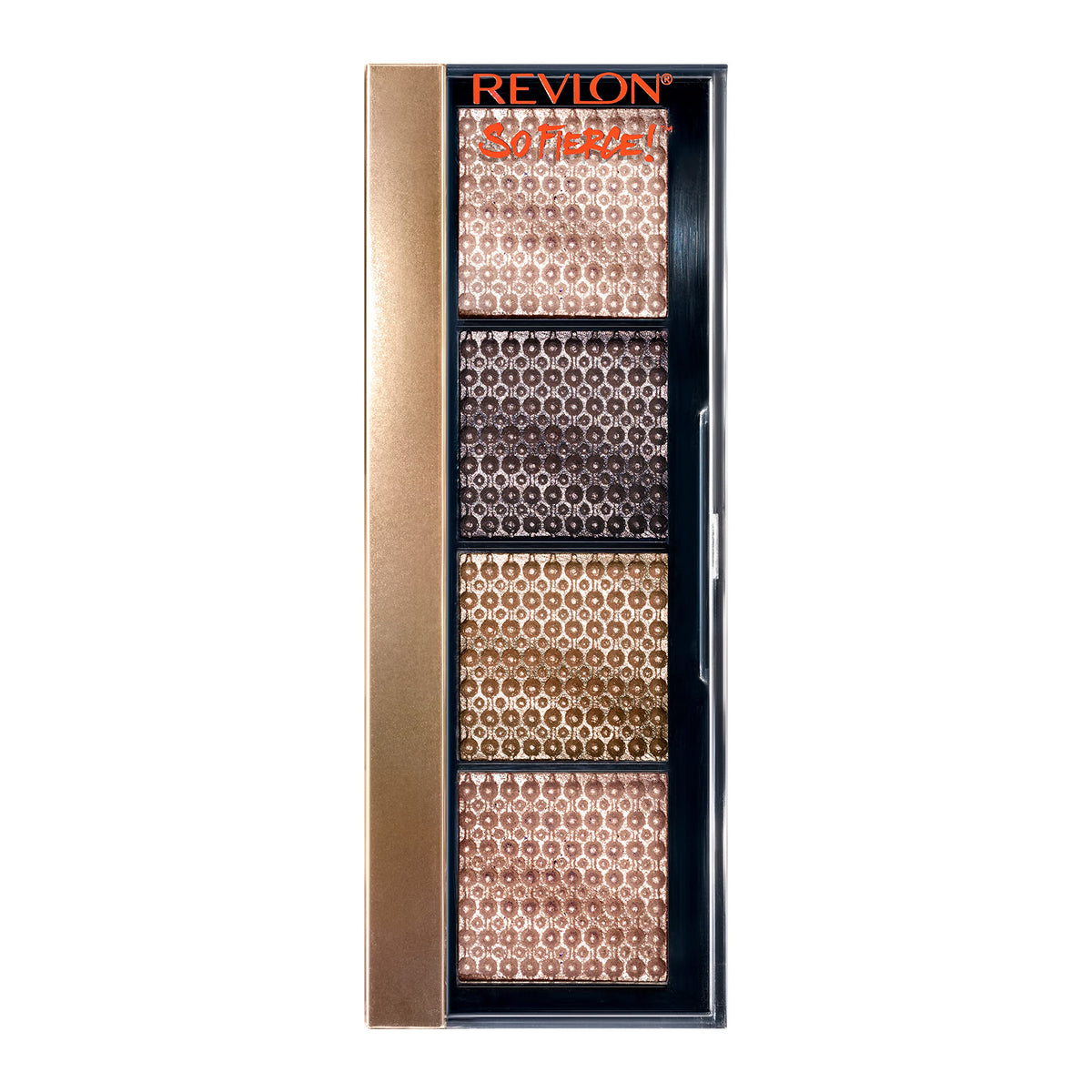 Palette REVLON So Fierce Prismatic ouverte montre des teintes iridescentes riches en pigments.