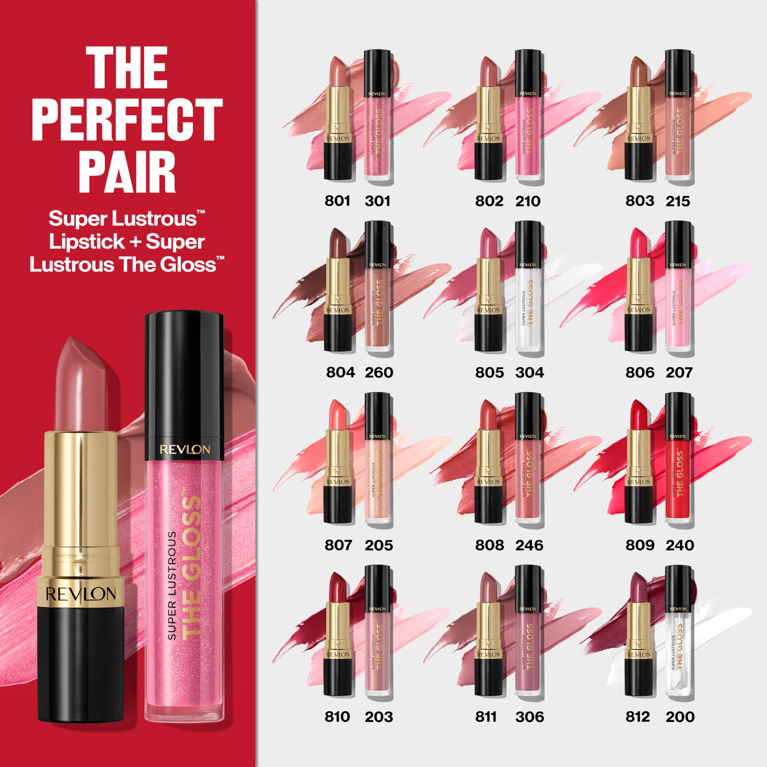 Revlon Super Lustrous Lip Gloss – nuances rouges et roses pour le quotidien.