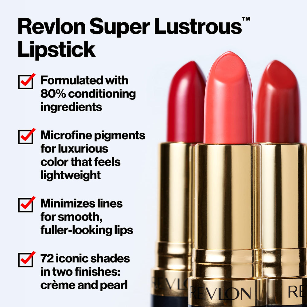 REVLON Super Lustrous Rouge Creme : application lèvre prête pour tester une couleur riche.