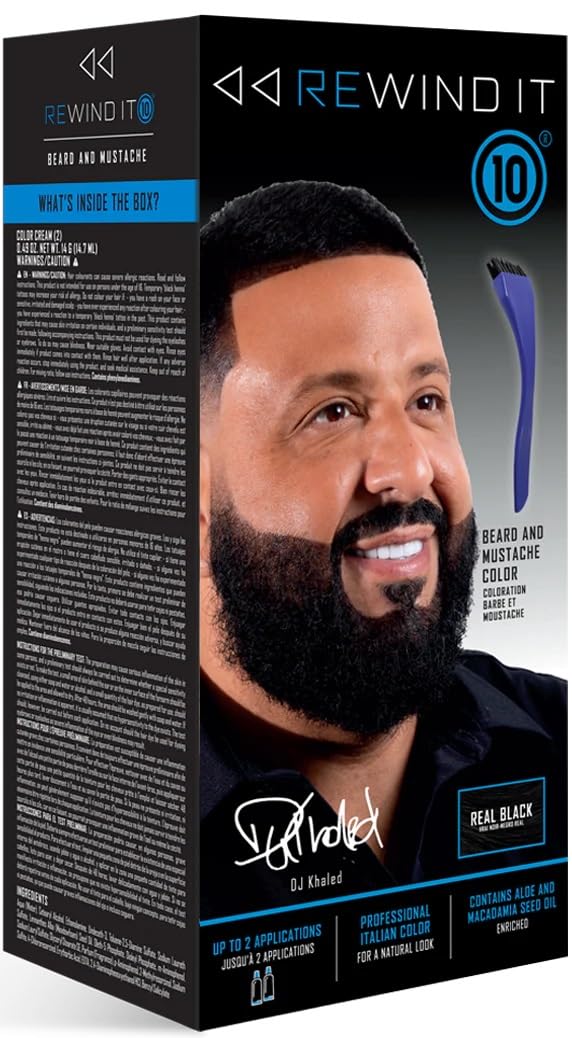 REWIND IT 10 : kit couleur barbe noir pour une couleur durable et hydratée.
