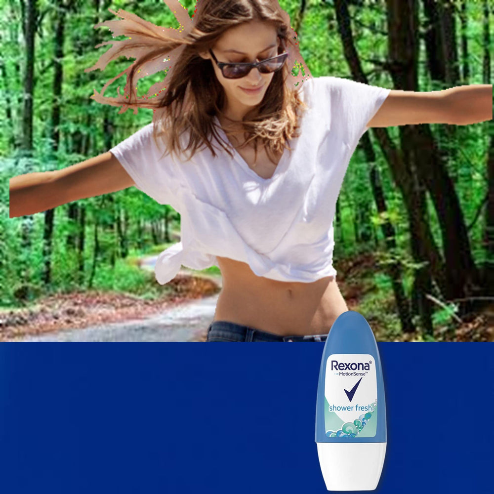 Rexona Shower Fresh Roll-On : application rapide, sans alcool et parfum frais.