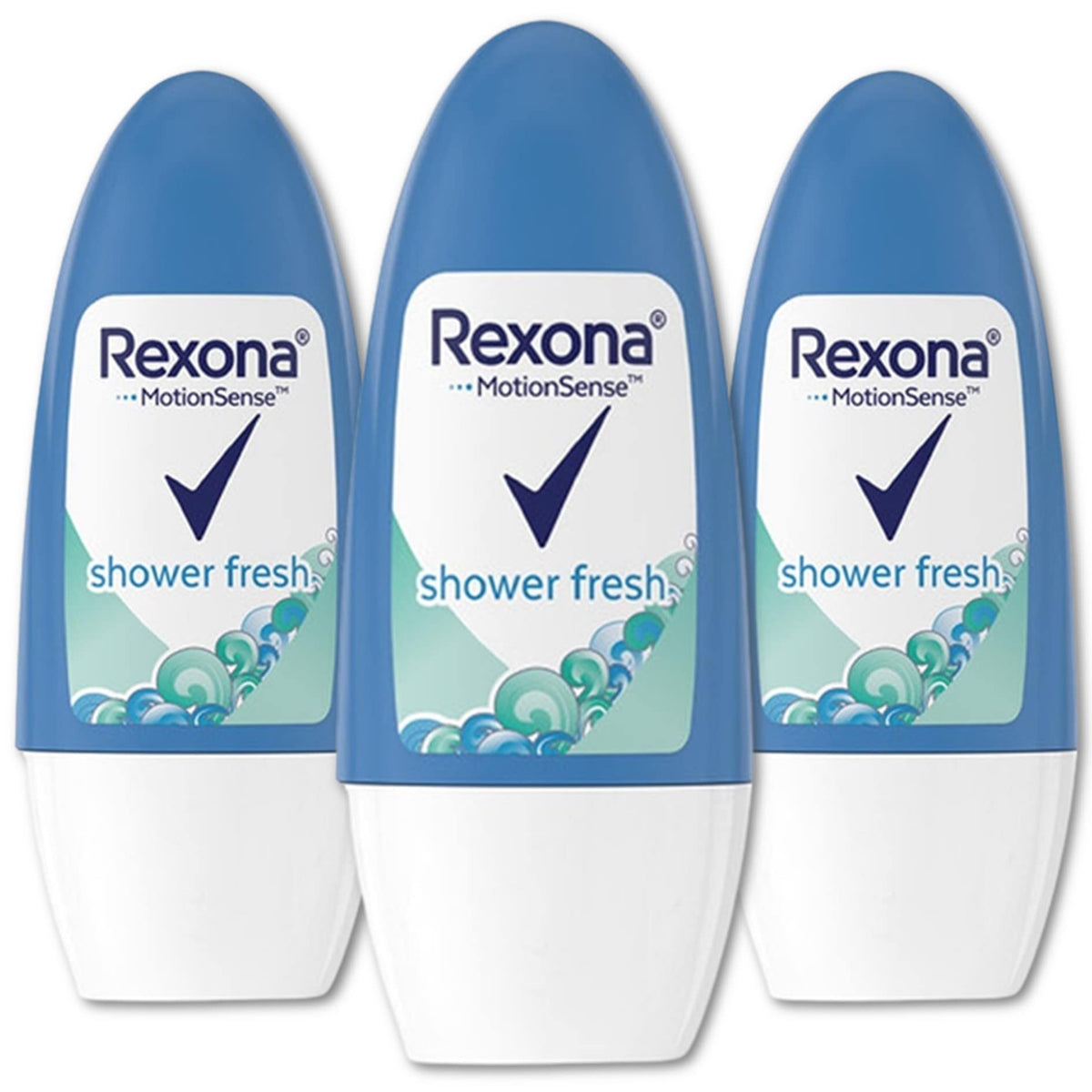 Rexona Shower Fresh Roll-On – bouteille élégante offrant une fraîcheur durable.