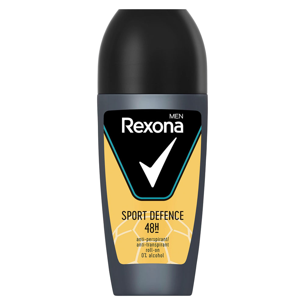 Rexona Sport Defence, bouteille roll-on 50 ml prête à l'emploi pour une fraîcheur durable.
