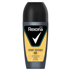 Rexona Sport Defence, bouteille roll-on 50 ml prête à l'emploi pour une fraîcheur durable.