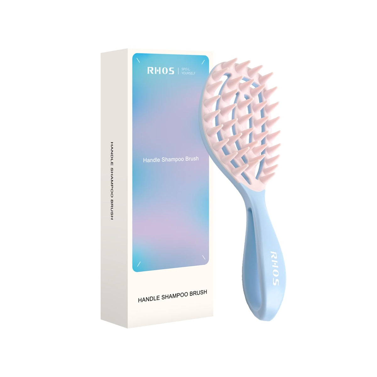 RHOS brosse-massage-cuir-chevelu-bleu pour massage doux et lavage confortable