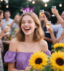 Rhoxshy couronne princesse paillettes bleu, ajustement universel et maintien sûr