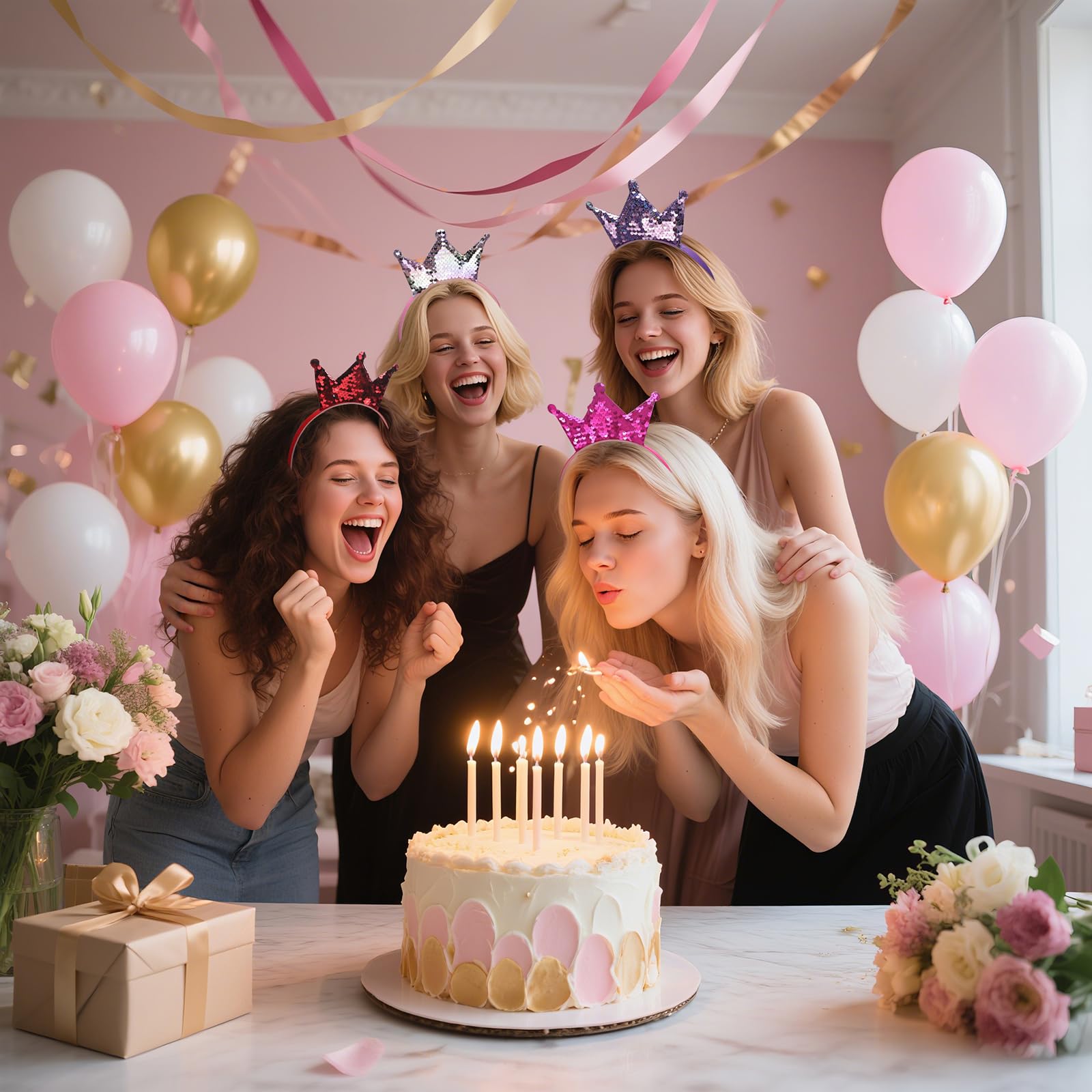 Rhoxshy couronne princesse paillettes noir, élégant accessoire de fête et soirée