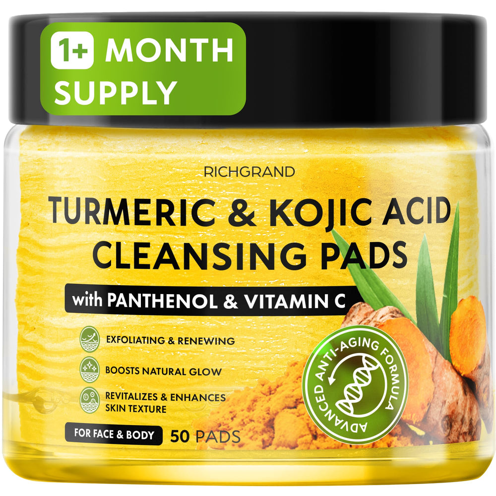 Richgrand cotons-nettoyants curcuma kojique visage offrent un éclat naturel