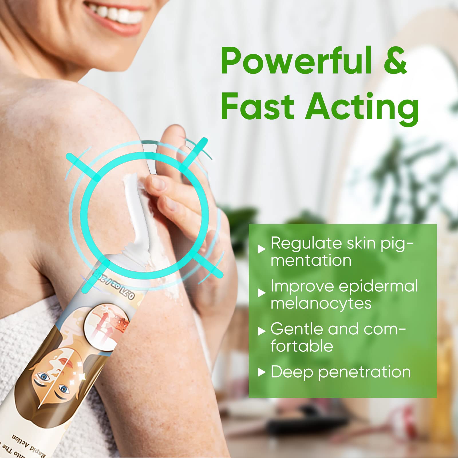 Richie House Vitiligo Cream, application quotidienne simple et rapide pour zones concernées.