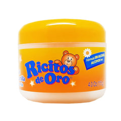 Étiquette Ricitos de Oro Camomille indiquant une formule sans alcool.